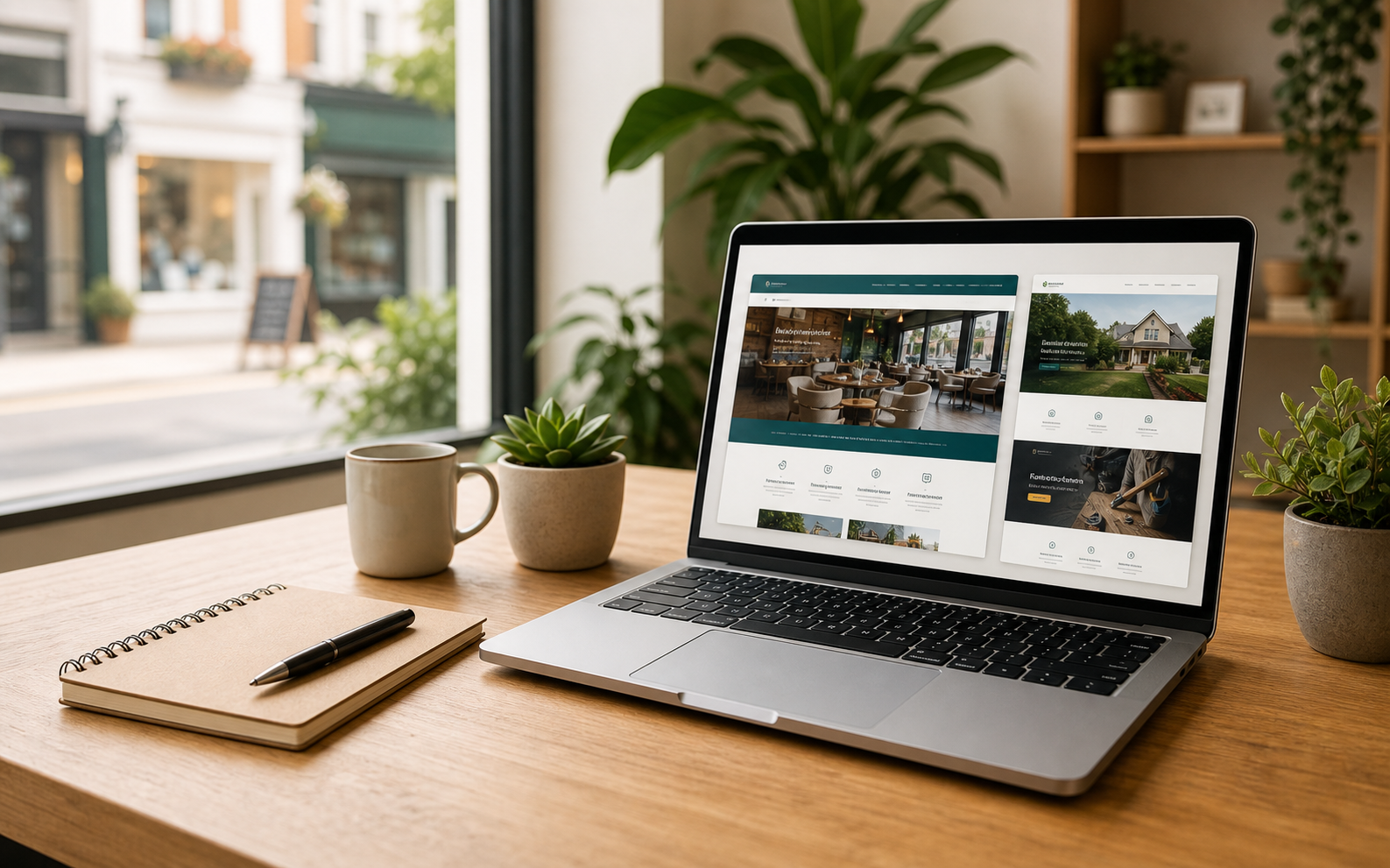 Laptop on a desk showing local business website designs